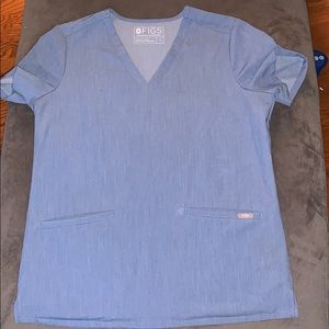 Blue 3-pocket FIGS scrub top SIZE SMALL